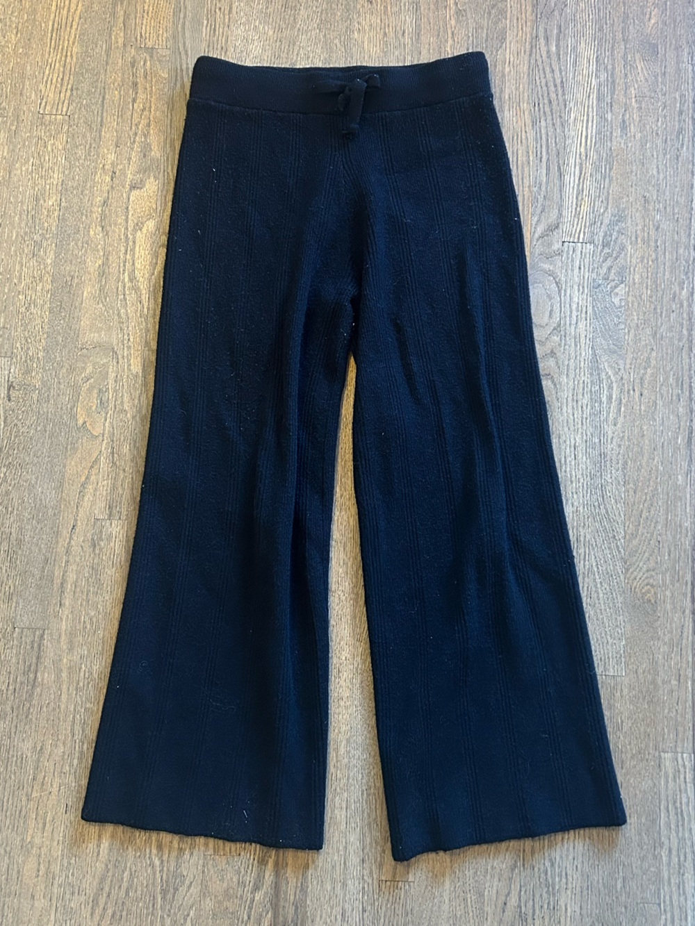 Society Addict Cropped Black Wide Leg Knit Pants